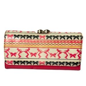 Ted baker patent leather pink black yellow white print wallet